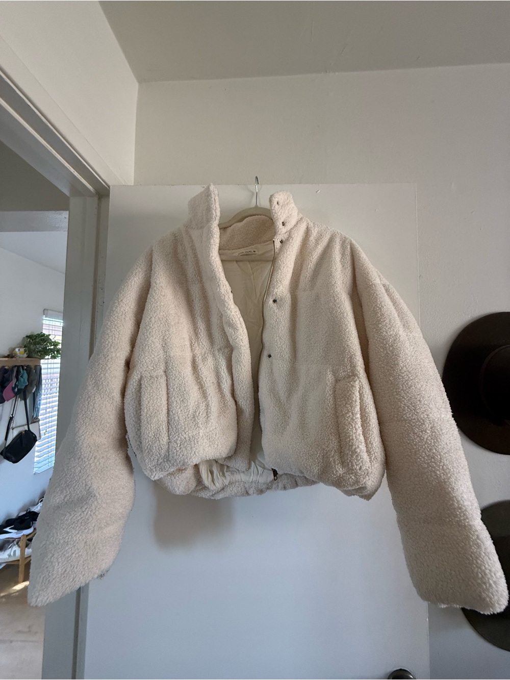 12th Tribe Cream Sherpa Puffer Jacket